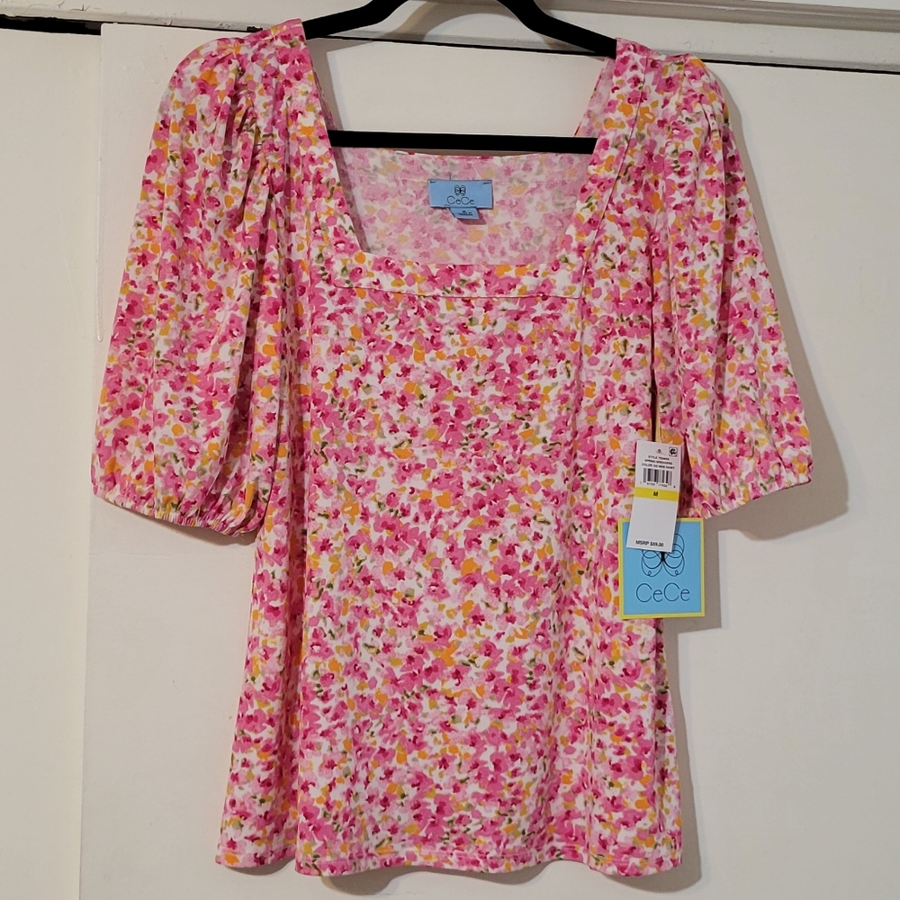 NWT CeCe Spring Breakers New Ivory Square Neck Blouse